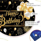 Black and Gold Happy Birthday Party Decoration Backdrop - 10x8ft Golden Balloons Glitter Birthday Backdrop for Women Men Photo Background Banner Extra Large Wall Decor - Image 4