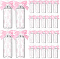 24 Pcs Pink Bow Plastic Cups Daisy Coquette Aesthetic Cup with Lids and Straws 14 oz Reusable Water Bottle Cute Preppy Tumbler with Ribbon for Birthday Bridal Wedding Party Supplies by Singhoow