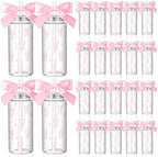 24 Pcs Pink Bow Plastic Cups Daisy Coquette Aesthetic Cup with Lids and Straws 14 oz Reusable Water Bottle Cute Preppy Tumbler with Ribbon for Birthday Bridal Wedding Party Supplies by Singhoow