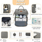 ROSEGIN Baby Diaper Bag Backpack with Changing Pad, Pacifier Case, for Boy Girl Toddler - Large, Stylish, Waterproof Travel Quilted Diaper Bag for Mom - Baby Shower Gifts - Grey - Image 3