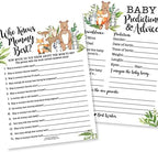 25 Woodland Animal Matching, 25 Nursery Rhyme Game, 25 Who Knows Mommy Best, 25 Baby Prediction And Advice Cards - 4 Double Sided Cards, Baby Shower Party Supplies - Image 4