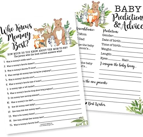 25 Woodland Who Knows Mommy Best, Baby Prediction And Advice Cards, 25 Word Scramble For Baby Shower, True Or False - 4 Double Sided Cards Baby Shower Ideas, Gender Reveal Games Baby Shower Games - Image 3