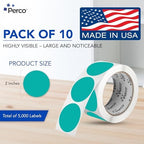 Perco Teal Perforated Round Circle Dot Sticker 2-Inch Labels — 10 Rolls, 5,000 Stickers - Product Labels, Planner Stickers & Modern Organization - Made in USA - Image 2