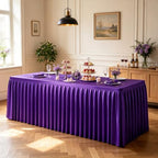 1 Pack Purple Satin Tablecloths Rectangle 4FT, Glitter Spandex Fitted Stretch Table Covers Wrinkle-Free Floor Length Shimmer Table Skirt for Weddings Parties Baby Shower Banquets Vendor Events by Partisky