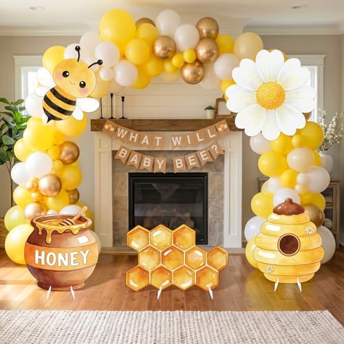 5PCS Bee Party Decorations, What Will Baby Bee Gender Reveal Decorations, Corrugated Plastic Honeybee Cardboard Cutouts for First Bee Day Birthday Party Baby Shower Photo Props Centerpieces - Image 4