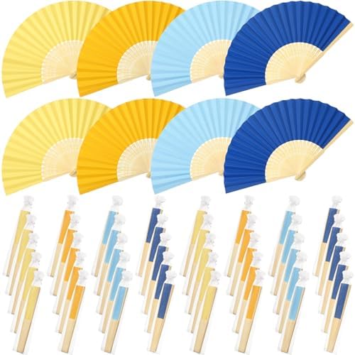 50 Pcs Wedding Folding Paper Fans for Guests Bamboo Folded Hand Fan with Gift Bags Vintage Paper Handheld Fans for Church Wedding Gift Bridal Shower Decorations (Amalfi Coast) by Unknown