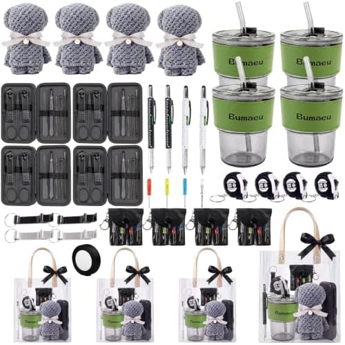 4 Sets Baby Shower Prizes for Men with Nail Clippers Towels Bottle Opener Cups Pens Tape Measure Screwdriver Ribbons Gift Bags Applicable Baby Shower Prizes for Game Winners by Bumaeu