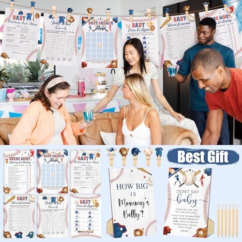 Funnymoom 426 Pcs Little Slugger Baseball Baby Shower Games Set, 8 Games - Image 6