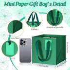 Windyun 50 Pcs Mini Paper Gift Bags with Handle 6 x 6 x 6'' Square Small Favor Bag with DIY Thank You Tag for Christmas Birthday Wedding Bridal Shower Bridesmaid Graduation Party (Green) - Image 2