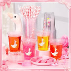 Jingmore 100 Pcs 50 Pcs One Silly Goose Plastic Cups, 16 oz, Pink - Image 3