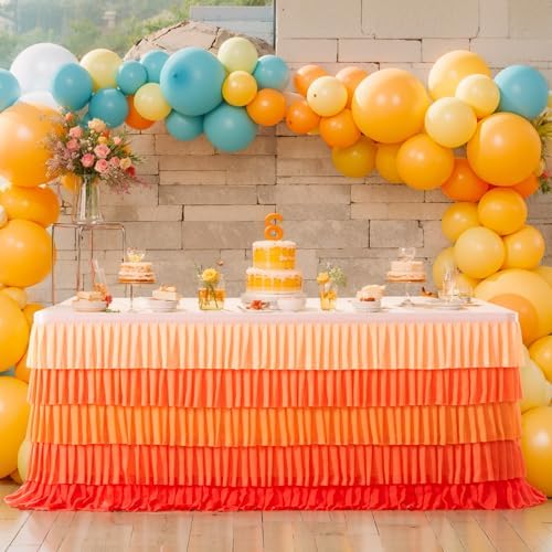 Orange Table Skirt Ruffle Fall Tablecloth for Rectangle Table 14ft Thanksgiving Christmas Birthday Party Baby Shower - Image 7
