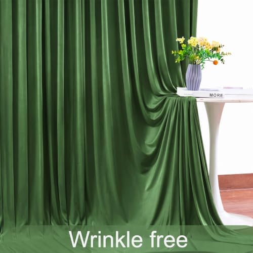 8 Panels Valley Green Backdrop Curtain for Parties Wrinkle Free Dark Green Photo Curtains Backdrop Drapes Fabric Decoration for Weding Baby Shower Birthday Party Photography 40ft(W) x 10ft(H) - Image 6