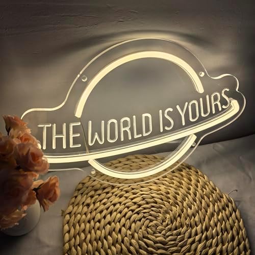 The World Is Yours Neon Sign for Wall Decor, Planet LED Neon Light Lamp, USB Powered for Man Cave Home Bar Club Cafe Wedding Game Room Bedroom Wall Art - Image 5