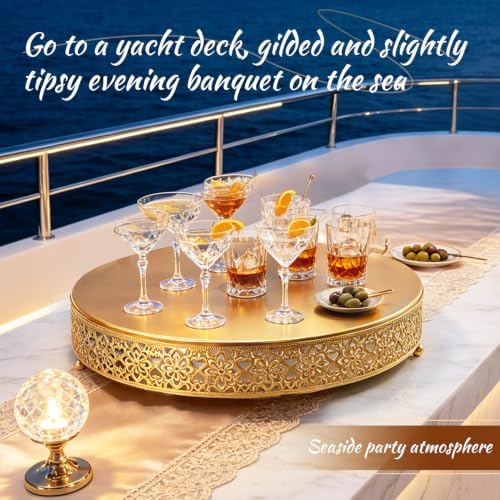Cake Stand, Metal Round Cupcake Dessert Stand Cake Display Holder Cookies Fruit Serving Tray Decor for Wedding Party Birthday Baby Showers Anniversary (16 in, Dark Gold) - Image 6