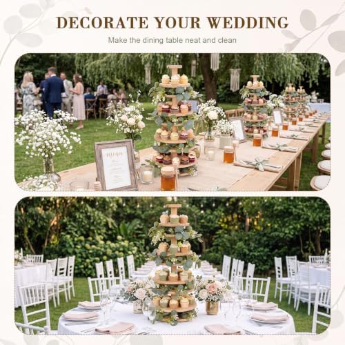 4 Tier Pine Wood Cupcake Tower with Sage Eucalyptus Vine Garland - Image 6