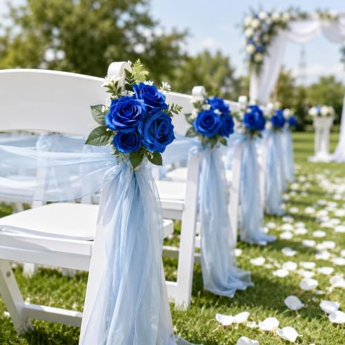 50 PCS Blue Roses Artificial Flowers, Fake Roses with Long Stem Realistic Silk Roses for DIY Wedding Bouquets Tables Centerpieces Arrangements Baby Shower Birthday Home Decor Christmas Gift for Her - Image 7