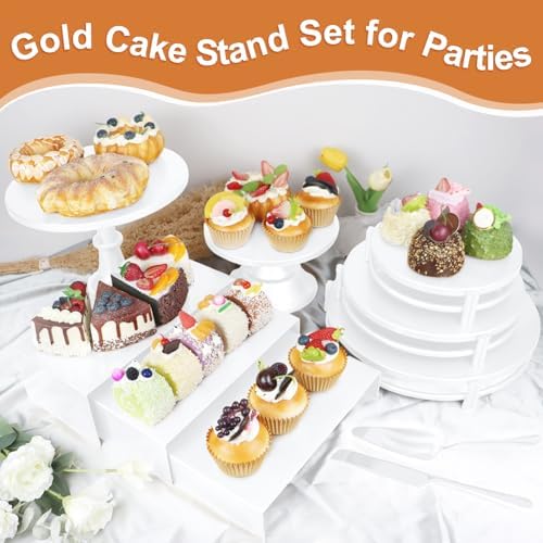 MACIFECI White Cake Stand Set, White Dessert Table Display Set for Wedding, Birthday Party Decor, Baby Shower, Celebration - Image 5