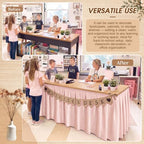 Tingjoo Pastel Pink 9 ft X 30'' Teacher Desk Skirts Linen Textured Desk Tablecloth Skirts Pleated Office Decor Back to School Supplies for Classroom School Office Rectangular Round Table Cover - Image 5