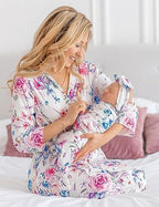 Mommy and Me Robe and Swaddle Set | Maternity Robe Matching Baby Girl, Boy - Image 3