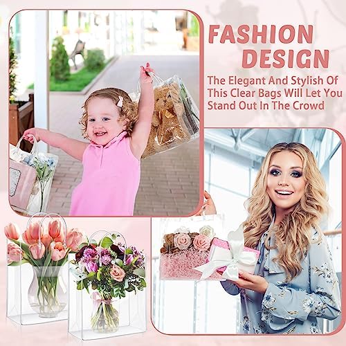 LEIFIDE 50 Pcs Plastic Clear Gift Bags with Handles,11.8 X 11.8 X 3.9 Inch - Image 7