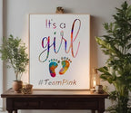 It's a Girl Baby Gender Reveal Stencil Team Pink Template Reusable for Painting on Walls, Wood, Arts and Crafts (727) - 17 x 22 Inches - Image 2