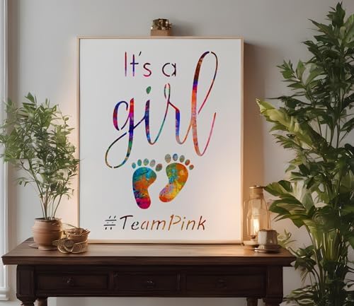 It's a Girl Baby Gender Reveal Stencil Team Pink Template Reusable for Painting on Walls, Wood, Arts and Crafts (727) - 17 x 22 Inches - Image 2