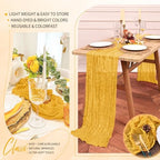 18 Pack Cheesecloth Table Runner 10FT Gold Table Runner Boho Gauze Cheese Cloth Table Runners Long Rustic Sheer Table Decorations for Wedding Party Baby Bridal Shower Birthday Holiday Home - Image 5