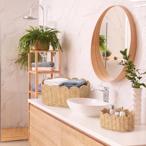 Pinkunn 4 Set Premium Scalloped Basket, Wicker Storage Baskets, 4 Sizes - Image 5