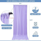 10x10ft Wrinkle Free Lavender Backdrop Curtain for Parties Soft Fabric Drapes Wedding Curtain Backdrop for Birthday Party Decorations Background for Photography 5x10ft,2 Panels - Image 3