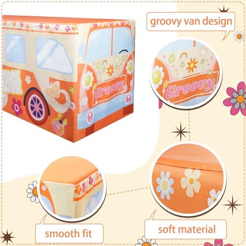 8Ft Groovy Bus Tablecloth,Hippie Birthday Party Decorations for 60s 70s Boho Themed Birthday,Baby Shower,Carnival Party Decorations - Image 3