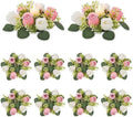 NUPTIO Flower Wreath for Table Centerpieces: 9.05 Inch Small Pink & White Candle Rings 10 Pcs for Wedding Party Christmas Decorations - Rose Wreaths for Spring Summer Front Door Porch Decor by Nuptio