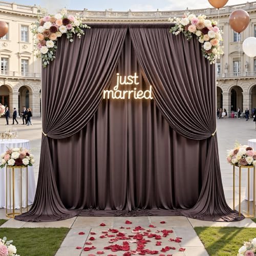 20ft x 12ft Brown Backdrop Curtains for Parties, Wrinkle Free 4 Panels Photo Backdrop Drapes Back Drop Cloth for Wedding Birthday Photography Background Decor - Image 3