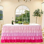 Pufogu Pink Tulle Table Skirt 9ft Tutu Ruffled Chiffon Tablecloth For Rectangle Wedding Baby Shower Girls Birthday Party and Cake Dessert Table Decorations(BrightRainbow, L9(ft), H30in) by Pufogu