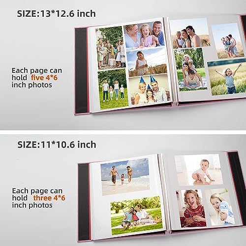 HoneyTolly Large Photo Album Self Adhesive, DIY Scrapbook Album for 3x5 4x6 8x10 Pictures, 60 Pages Linen Cover Memory Book, Ideal Gift for Family Wedding Baby Christmas Anniversary(Pink) - Image 4