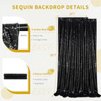 Sequin Backdrop 6x8FT Black Halloween Background Glitter Sequin Fabric - Image 3