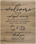 Andaz Press Large Wooden Welcome Sign for Wedding Rustic Welcome Sign 16" x 20" Custom Names Unplugged Ceremony Wedding Signage English Oak MDF Wood Finish Wedding Reception Indoor Outdoor Signs by AndazPress