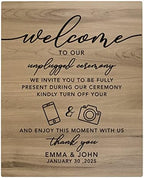 Andaz Press Large Wooden Welcome Sign for Wedding Rustic Welcome Sign 16" x 20" Custom Names Unplugged Ceremony Wedding Signage English Oak MDF Wood Finish Wedding Reception Indoor Outdoor Signs by AndazPress