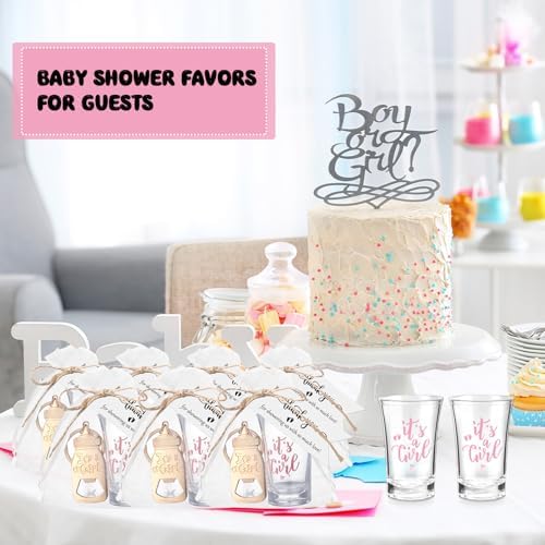 Vesici 50 Set It's a Girl Baby Shower Favors Acrylic Shot Glasses Gold Bottle Opener Keychains Thank You Tags and Bags for Baby Shower Party Gender Reveal Party Guests Return Gift (it's a Girl) - Image 6