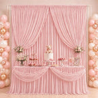 ESGOTBME 10x10ft Wrinkle Free Blush Pink Backdrop Curtain for Parties Soft Fabric Drapes Wedding Pink Curtain Backdrop for Birthday Party Decorations Background for Photography 5x10ft,2 Panels - Image 6