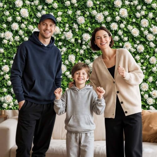 10X8FT Greenery Grass Backdrop Wedding Backdrop Anniversary Ceremony Photography Background Bridal Floral Grass Birthday Baby Shower Party Decorations Banner Flower Wall Family Photo Booth Props - Image 2