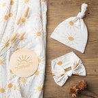 Miaoberry 100% Organic Cotton Baby Muslin Swaddle Blanket Set| Golden Boho Sunrays| Gender Neutral for Boys Girls|Yellow Mustard Orange Sun Rays| Hospital Newborn Receiving Blanket - Image 5