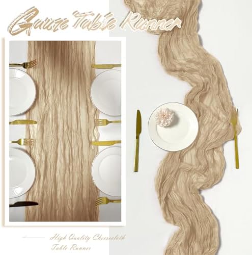 30 Pack Beige Cheesecloth Table Runner 17 x 108 inch Cheese Cloth Table Runners 9ft Beige Table Runner Rustic Romantic Sheer Gauze Runner for Wedding Party Baby Shower Table Decoration - Image 6