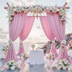 10 ft x 8 ft Wrinkle Free Pink Backdrop Curtain Panels for Parties, Polyester Thick Photography Backdrop Drapes for Baby Shower Bridal Shower Wedding Party Home Decoration Supplies by Outpain