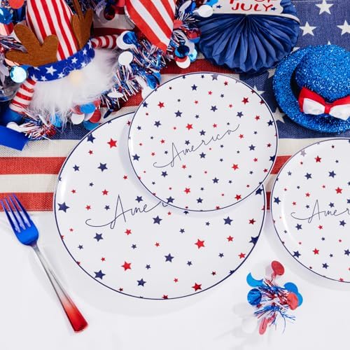 EjonirInjonir 180pcs 4th of July Plastic Plates for Independence Day - Image 4