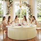 6 Pack Ivory Round Spandex Tablecloths, 5FT/60In Stretchy Table Cloth with Skirt, Washable Fitted Tablecloth, Circle Wrinkle Free Table Cover for Wedding Party Dining Banquet Event - Image 4