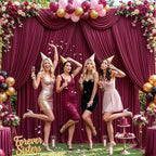 20ft x 10ft Burgundy Backdrop Curtains, Burgundy Drapes for Backdrop Fabric - Image 3