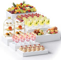 Leinuosen 7 Pcs Extra Large Acrylic Buffet Risers, 10-16" Rectangle, White by Leinuosen