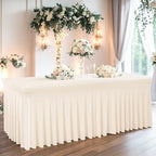 Shillance Ivory Spandex Table Covers 8ft, 6 Packs Fitted Table Covers for 8 Foot Tables Stretch Spandex Table Skirts Rectangle Tables for Event, Wedding, Banquet & Parties - Image 4