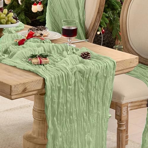12 Pack Sage Green Cheesecloth Table Runner Boho Gauze Home Decor by Playieer