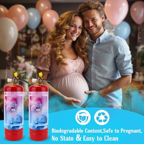 QIYVLOS Giant Gender Reveal Fire Extinguisher 2 Packs, Gender Reveal Ideas, Baby Boy Reveal Party Ideas for Gender Reveal Decorations with 2.3ib Powder (Blue) - Image 5